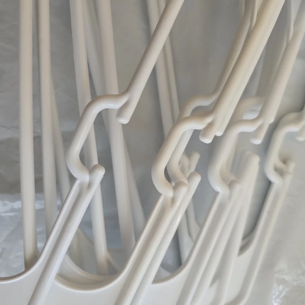 Set of White Plastic Hangers New 10 Piece More Available